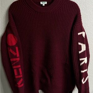 Kenzo Deep Burgundy Knit with Bold Red and White Details